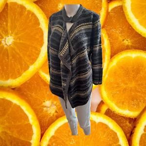 Calvin Klein Jeans Open Front With Top Snap Knit Sweater with Zip‎ Sleeve Size S